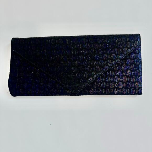 WOMENS LATE 2000'S ENVELOPE IRIDESCENT GLITTER CLUTCH EVENING COCKTAIL BAG - Picture 1 of 8